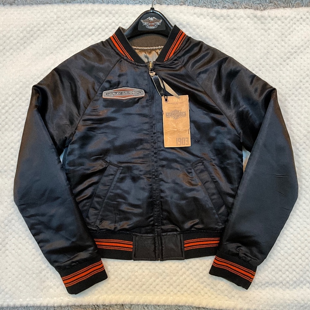 NWT Harley-Davidson Satin Bomber Jacket Reversible, size XS